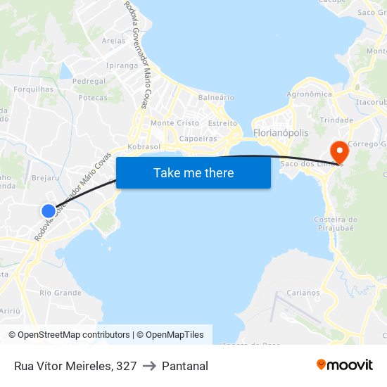 Rua Vítor Meireles, 327 to Pantanal map