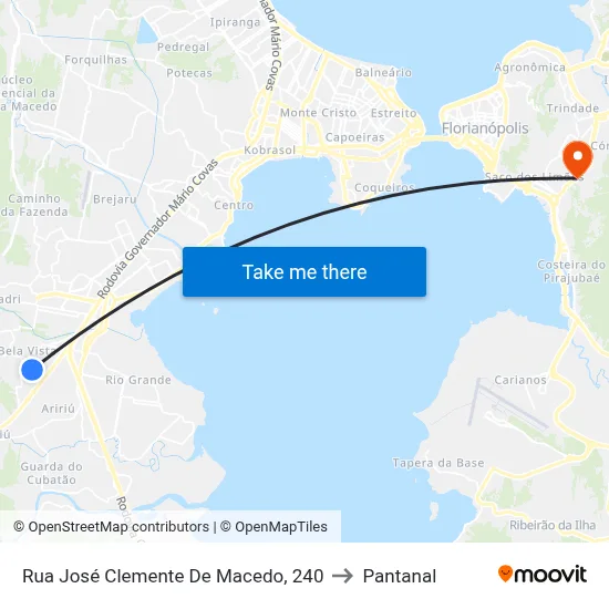 Rua José Clemente De Macedo, 240 to Pantanal map