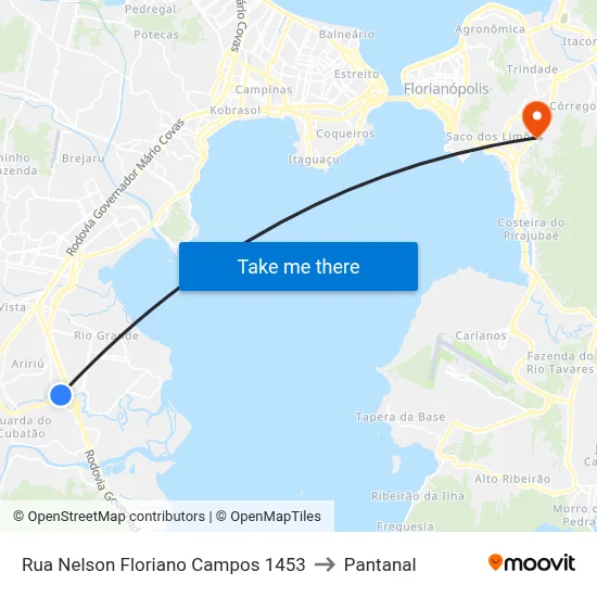 Rua Nelson Floriano Campos 1453 to Pantanal map