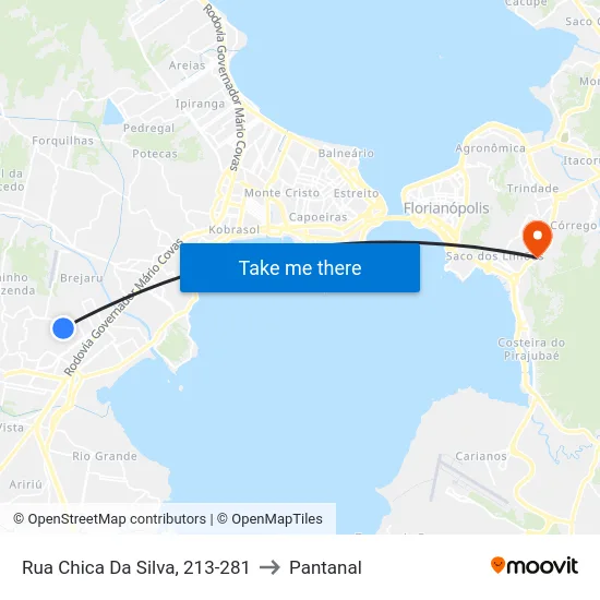 Rua Chica Da Silva, 213-281 to Pantanal map