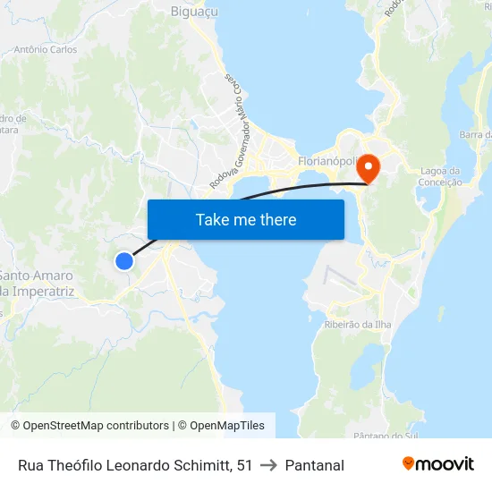 Rua Theófilo Leonardo Schimitt, 51 to Pantanal map