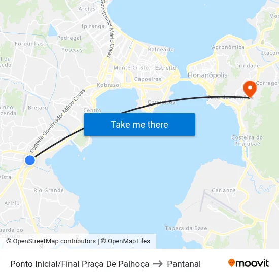 Ponto Inicial/Final Praça De Palhoça to Pantanal map