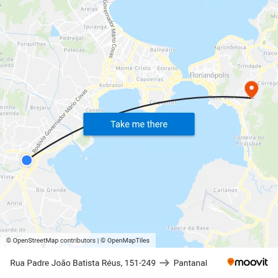 Rua Padre João Batista Réus, 151-249 to Pantanal map