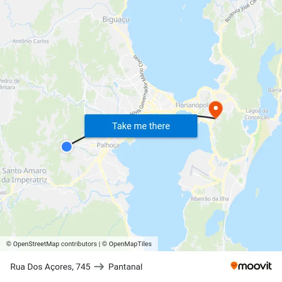 Rua Dos Açores, 745 to Pantanal map