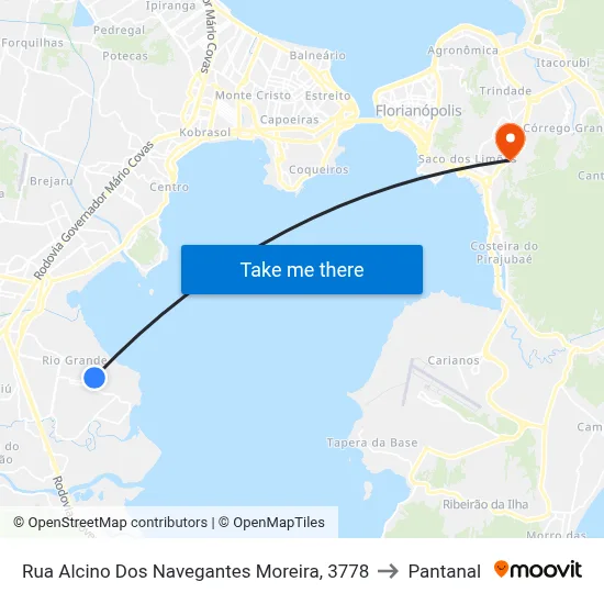 Rua Alcino Dos Navegantes Moreira, 3778 to Pantanal map
