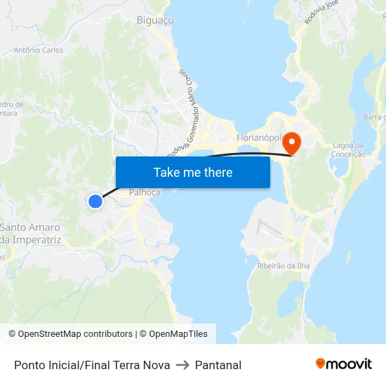Ponto Inicial/Final Terra Nova to Pantanal map