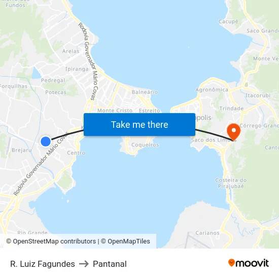 Rua Luiz Fagundes 2469 to Pantanal map