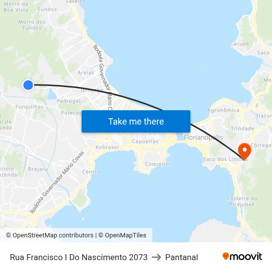 Rua Francisco I Do Nascimento 2073 to Pantanal map
