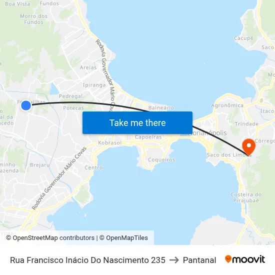 Rua Francisco Inácio Do Nascimento 235 to Pantanal map
