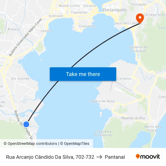 Rua Arcanjo Cândido Da Silva, 702-732 to Pantanal map