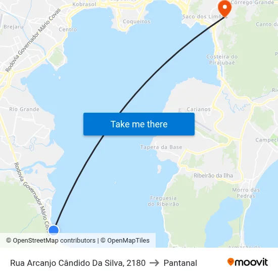 Rua Arcanjo Cândido Da Silva, 2180 to Pantanal map