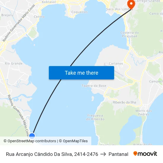 Rua Arcanjo Cândido Da Silva, 2414-2476 to Pantanal map