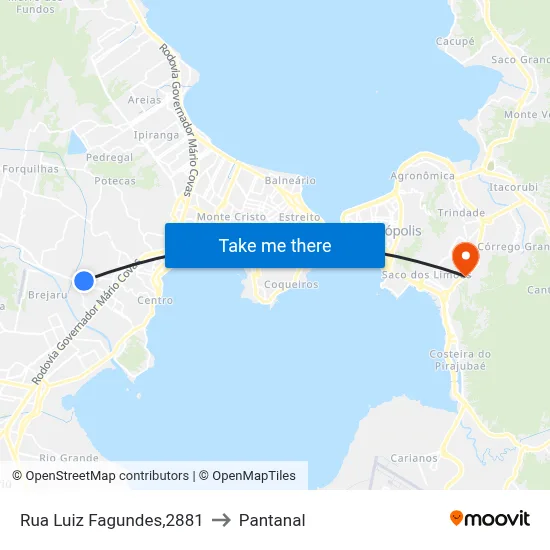 Rua Luiz Fagundes,2881 to Pantanal map