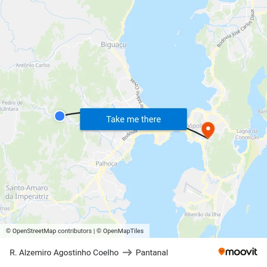 R. Alzemiro Agostinho Coelho to Pantanal map