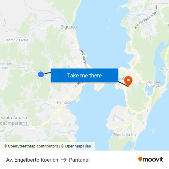 Av. Engelberto Koerich to Pantanal map