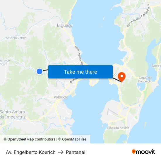 Av. Engelberto Koerich to Pantanal map