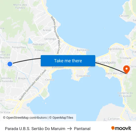 Parada U.B.S. Sertão Do Maruim to Pantanal map