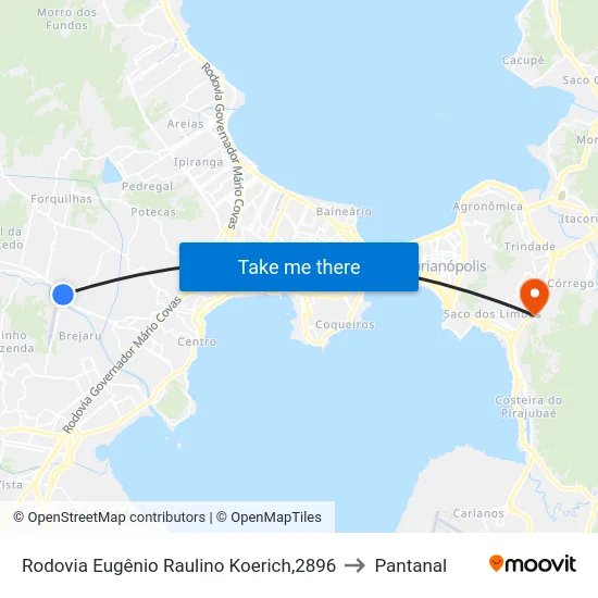 Rodovia Eugênio Raulino Koerich,2896 to Pantanal map