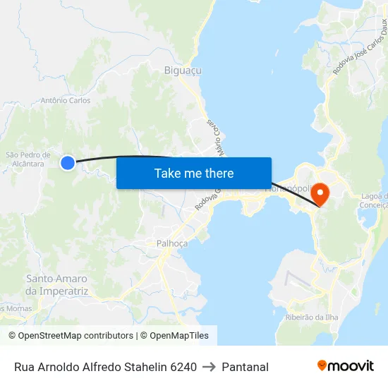 Rua Arnoldo Alfredo Stahelin 6240 to Pantanal map