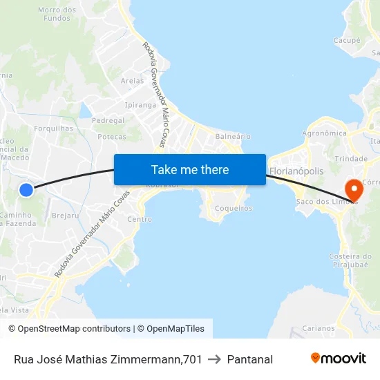 Rua José Mathias Zimmermann,701 to Pantanal map