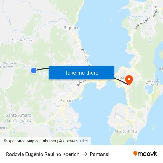 Rodovia Eugênio Raulino Koerich to Pantanal map