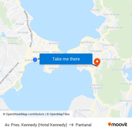Av. Pres. Kennedy (Hotel Kennedy) to Pantanal map