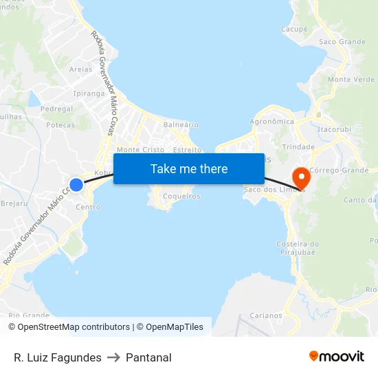 R. Luiz Fagundes to Pantanal map