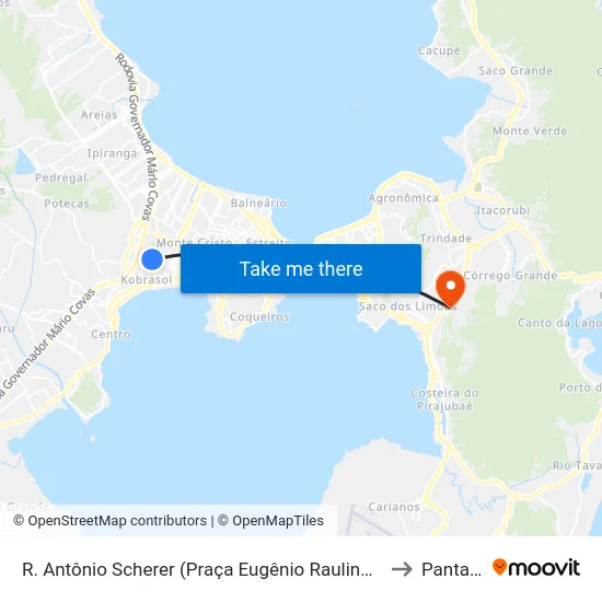 R. Antônio Scherer (Praça Eugênio Raulino Koerich) to Pantanal map
