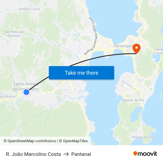 R. João Marcolino Costa to Pantanal map