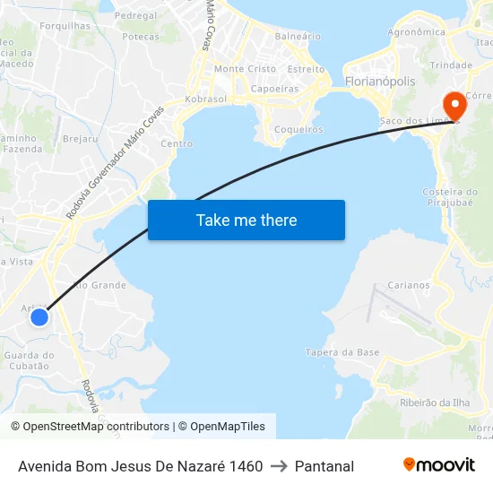 Avenida Bom Jesus De Nazaré 1460 to Pantanal map