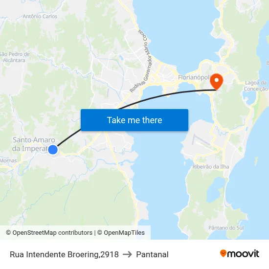 Rua Intendente Broering,2918 to Pantanal map