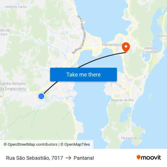 Rua São Sebastião, 7017 to Pantanal map
