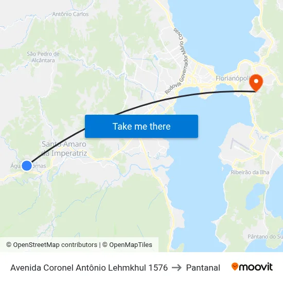 Avenida Coronel Antônio Lehmkhul 1576 to Pantanal map