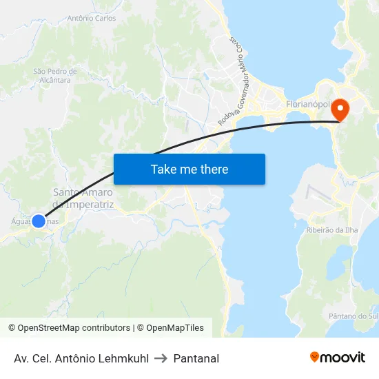 Av. Cel. Antônio Lehmkuhl to Pantanal map