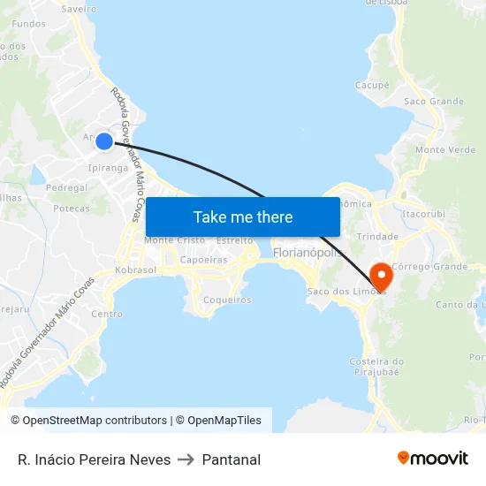 R. Inácio Pereira Neves to Pantanal map