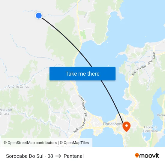 Sorocaba Do Sul - 08 to Pantanal map