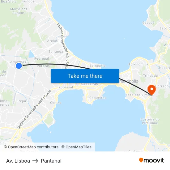 Av. Lisboa to Pantanal map