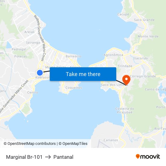 Marginal Br-101 to Pantanal map