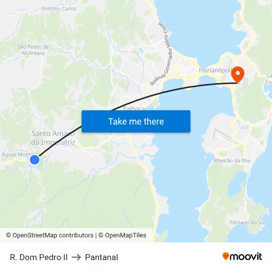 R. Dom Pedro II to Pantanal map