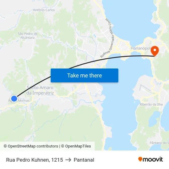 Rua Pedro Kuhnen, 1215 to Pantanal map