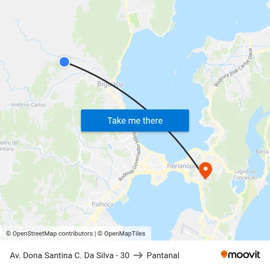 Av. Dona Santina C. Da Silva - 30 to Pantanal map
