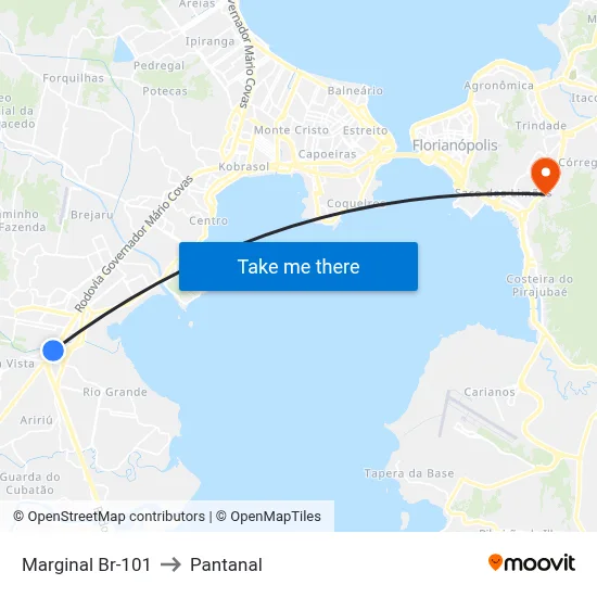 Marginal Br-101 to Pantanal map