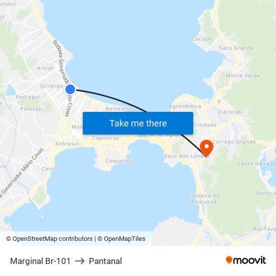 Marginal Br-101 to Pantanal map