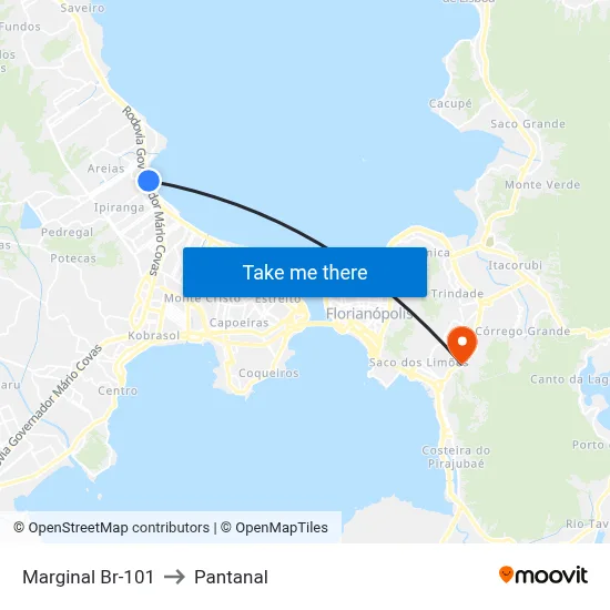 Marginal Br-101 to Pantanal map