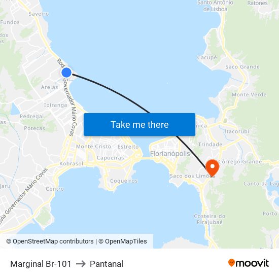 Marginal Br-101 to Pantanal map