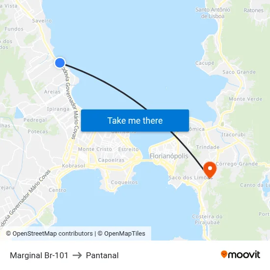 Marginal Br-101 to Pantanal map