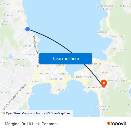 Marginal Br-101 to Pantanal map