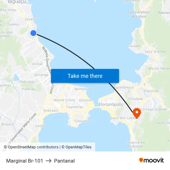 Marginal Br-101 to Pantanal map