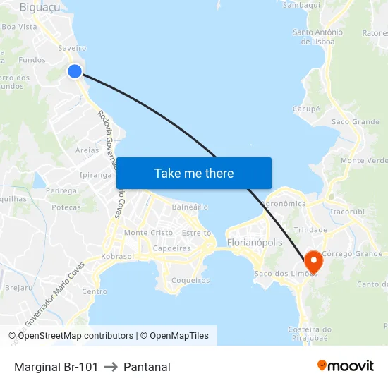 Marginal Br-101 to Pantanal map