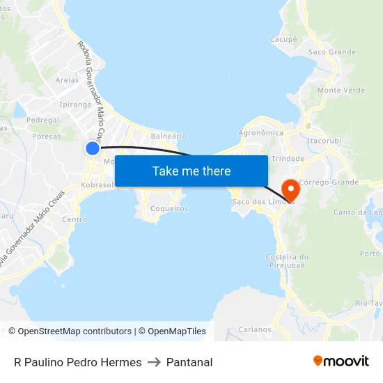 R Paulino Pedro Hermes to Pantanal map